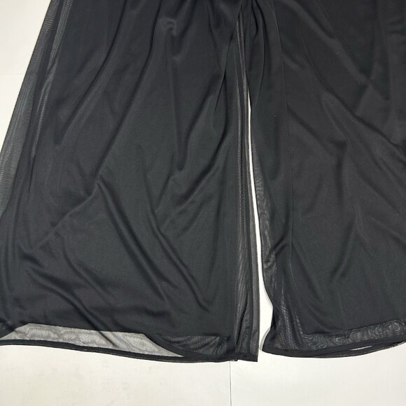 Dressbarn Collection Palazzo Pants Black Pull On Stretch Mesh Overlay Sz 14 / 16 - Picture 10 of 11